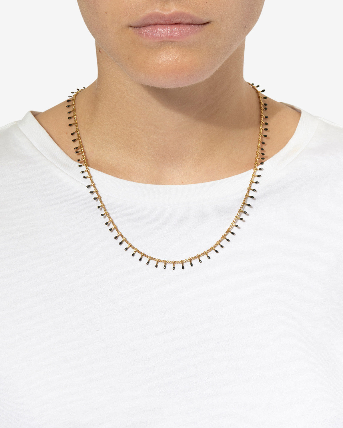 Casablanca gold-finish brass chain necklace - Black - Woman - 2
