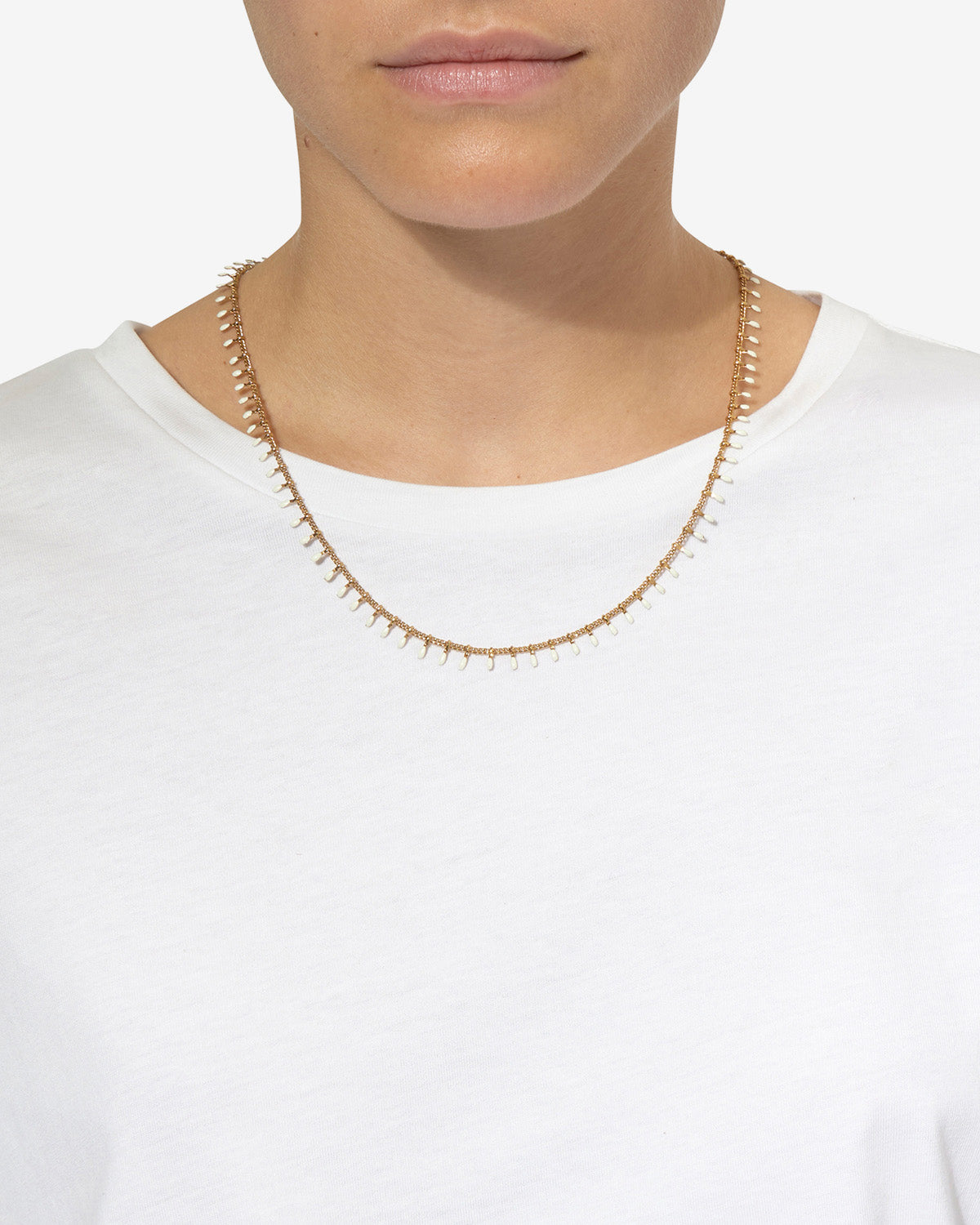 Casablanca gold-finish brass chain necklace - Ecru - Woman - 2