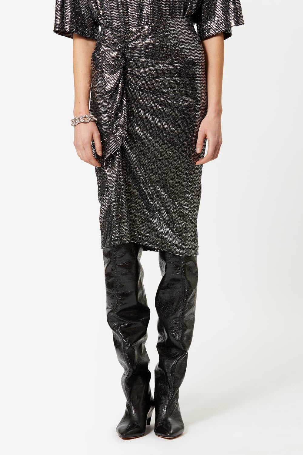 Rhinestone pencil skirt dolene - Silver - Woman - 3