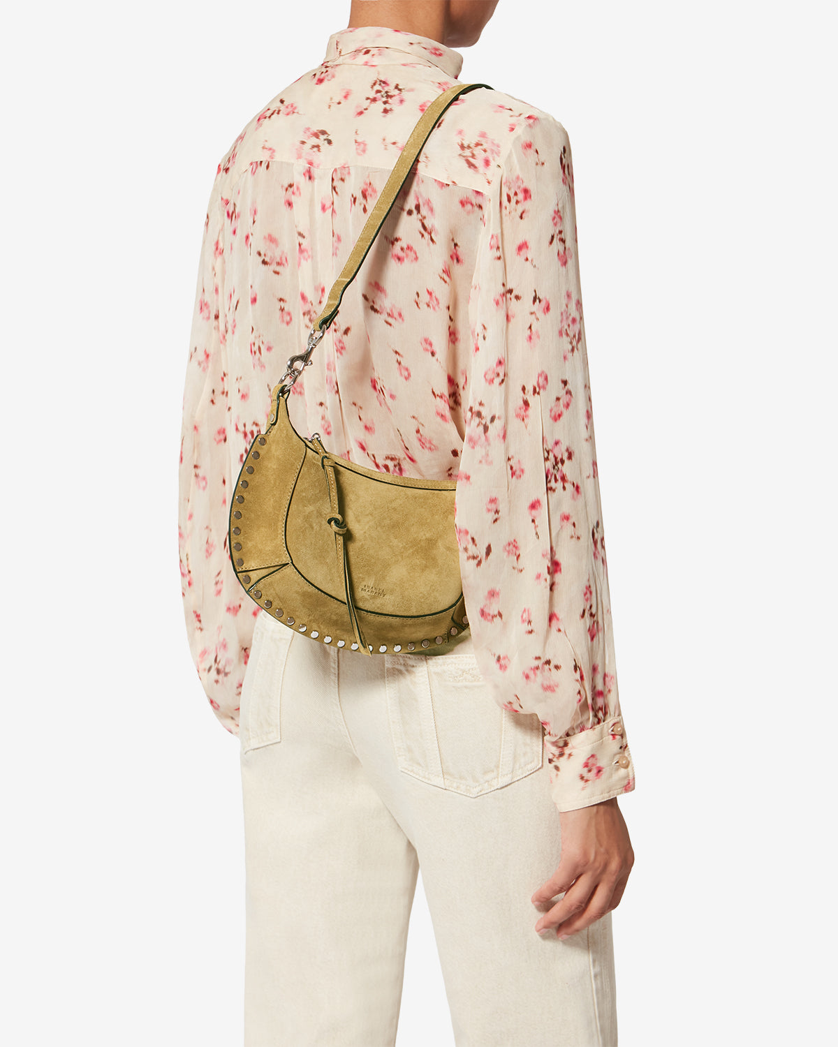 Sac à main baguette oskan moon en veau velours - Taupe - Woman - 2