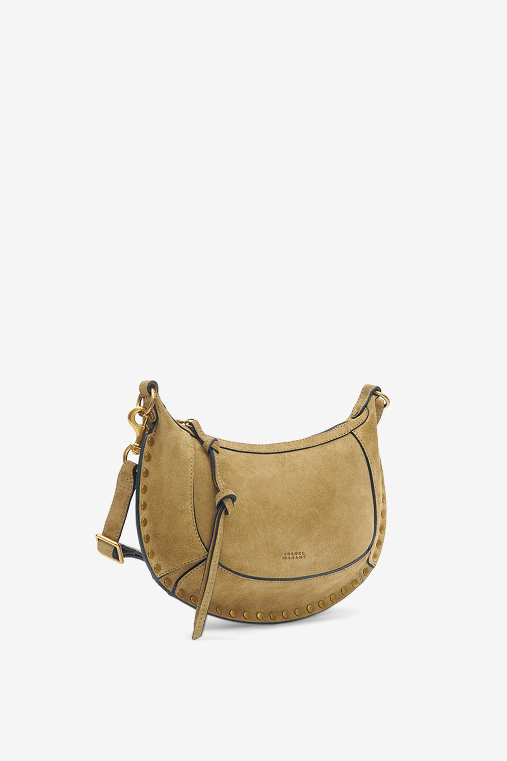 Sac porté épaule oskan moon en cuir de veau velours - Taupe-gold - Woman - 4