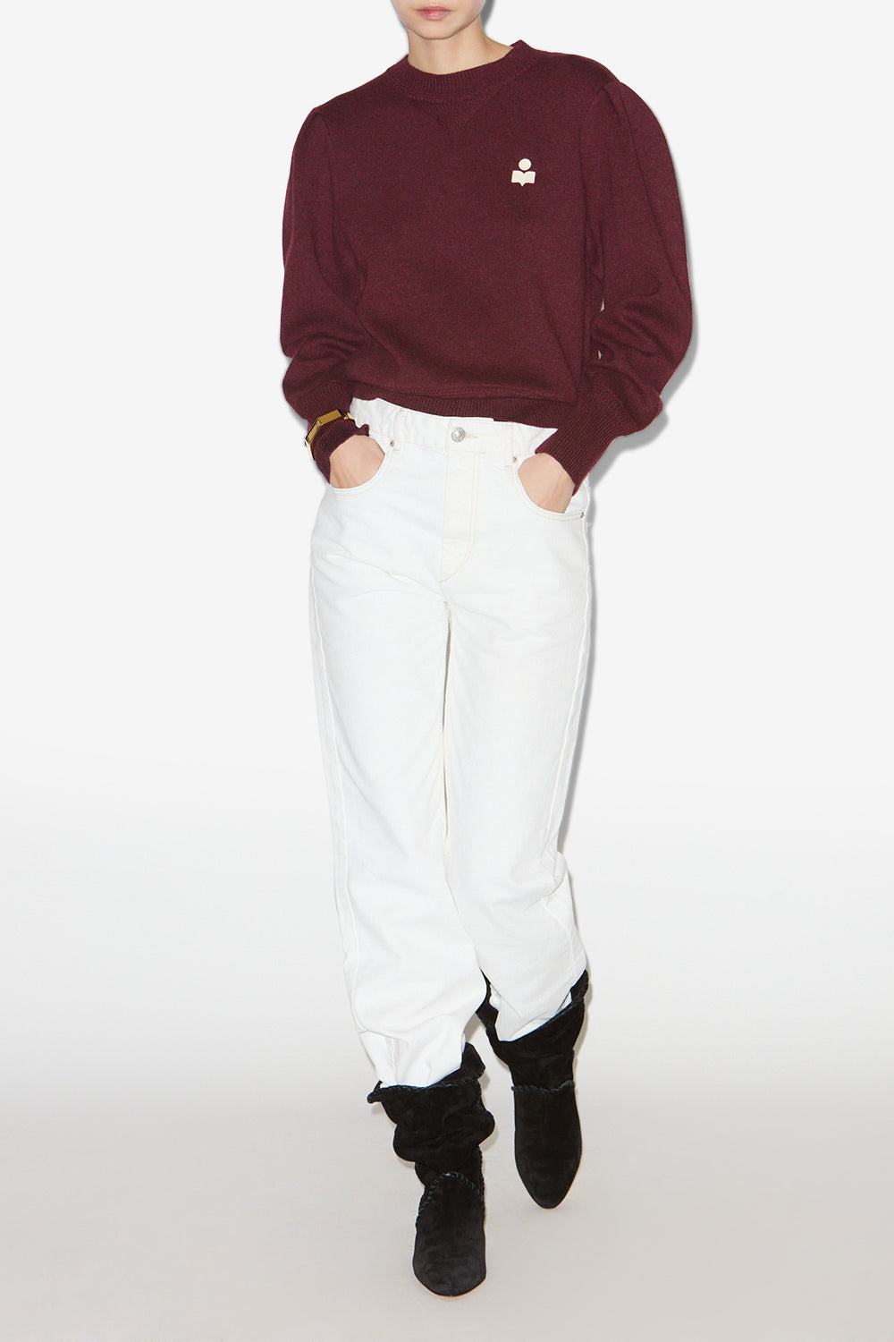Maglione kelaya in maglia mista fine - Bordeaux - Woman - 2