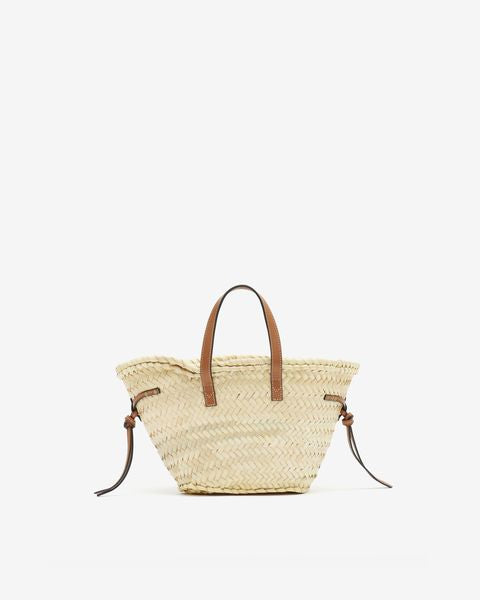 Bolso mini tipo cesta de rafia y piel cadix Woman Natural and cognac 4