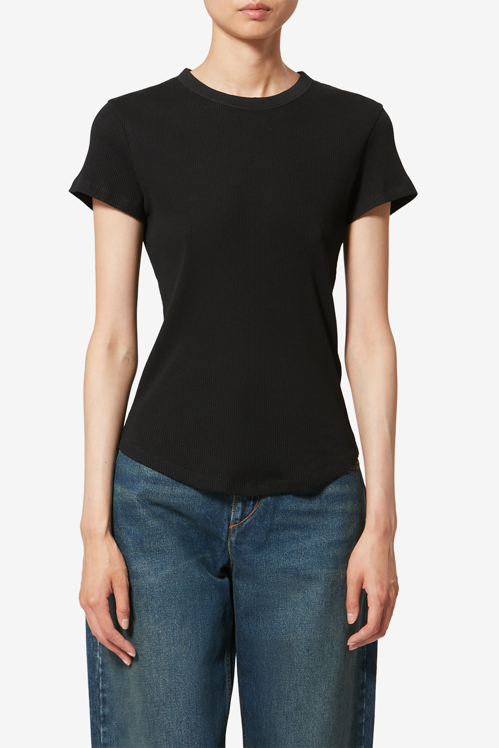 Taomi ribbed short-sleeve cotton t-shirt - Black - Woman - 4