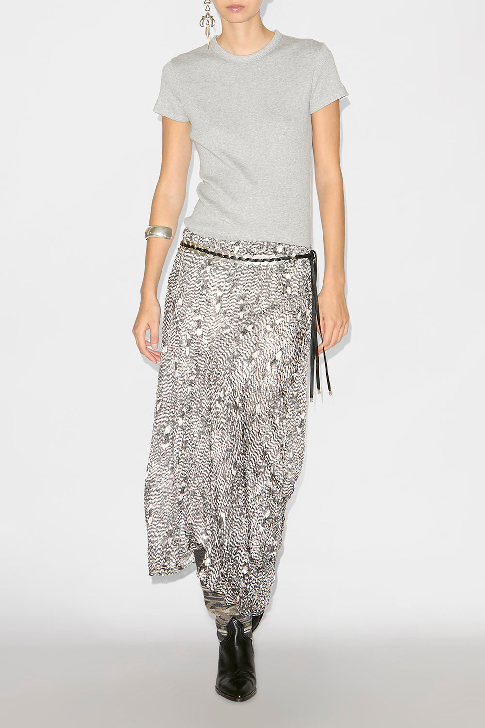 Kurzärmeliges t-shirt aus gerippter baumwolle taomi - Grau - Woman - 4