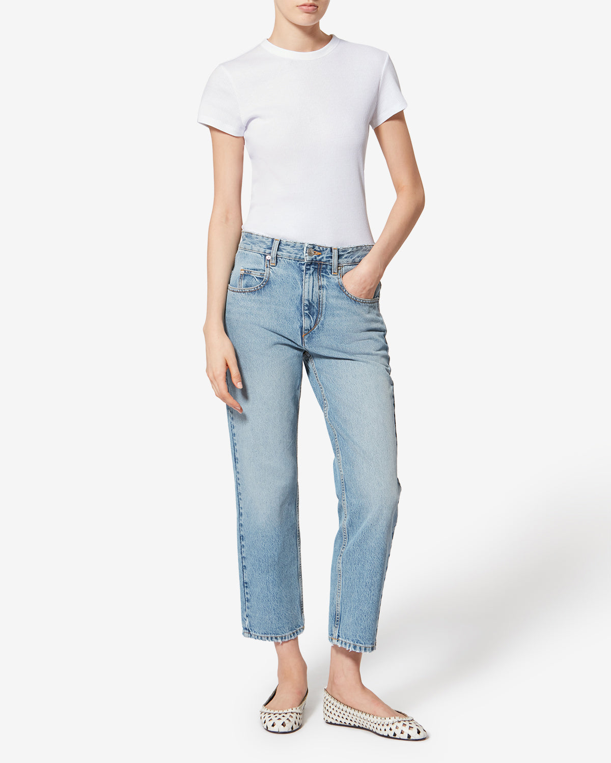 Taomi リブ編みコットン 半袖 tシャツ - 白 - Woman - 1