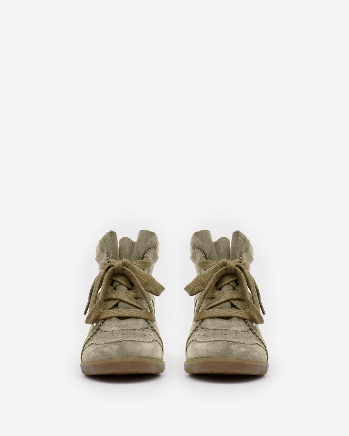 Zapatillas de piel de ante de becerro con cuña bobby - Taupe - Woman - 4