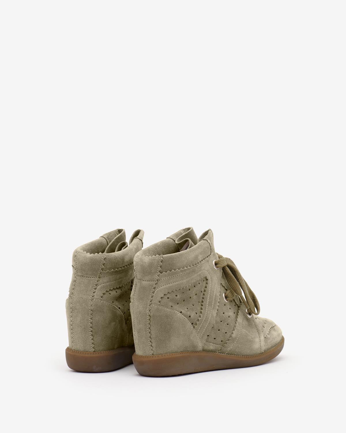 Zapatillas de piel de ante de becerro con cuña bobby - Taupe - Woman - 2