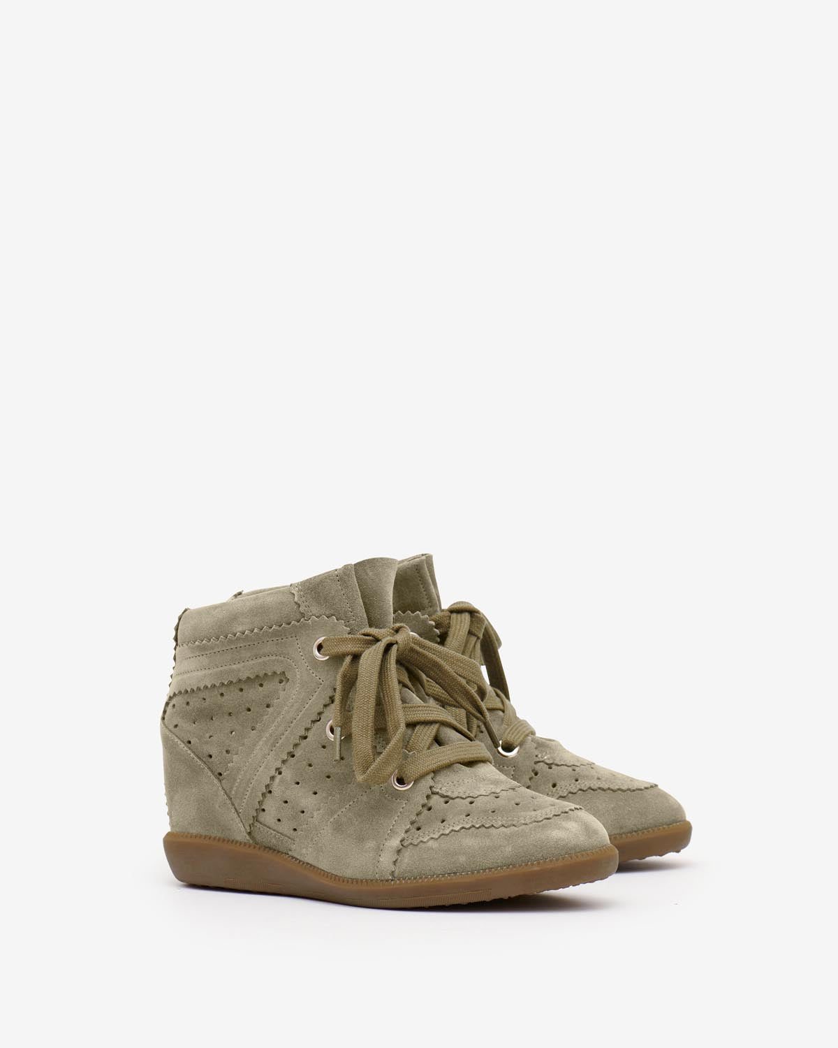 Zapatillas de piel de ante de becerro con cuña bobby - Taupe - Woman - 3