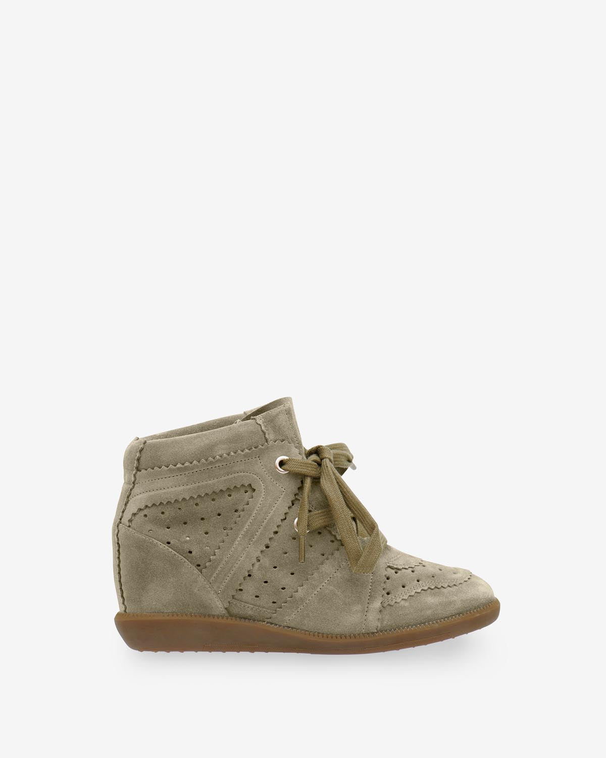 Zapatillas de piel de ante de becerro con cuña bobby - Taupe - Woman - 1