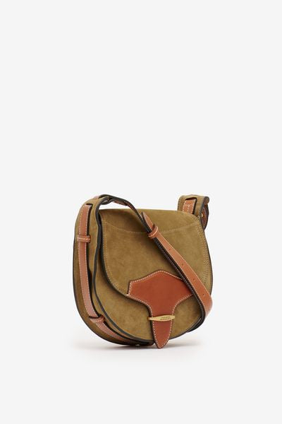 Botsy day shoulder bag in suede leather - Khaki - Woman - 9