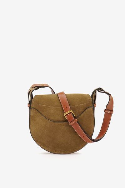 Botsy day shoulder bag in suede leather - Khaki - Woman - 5