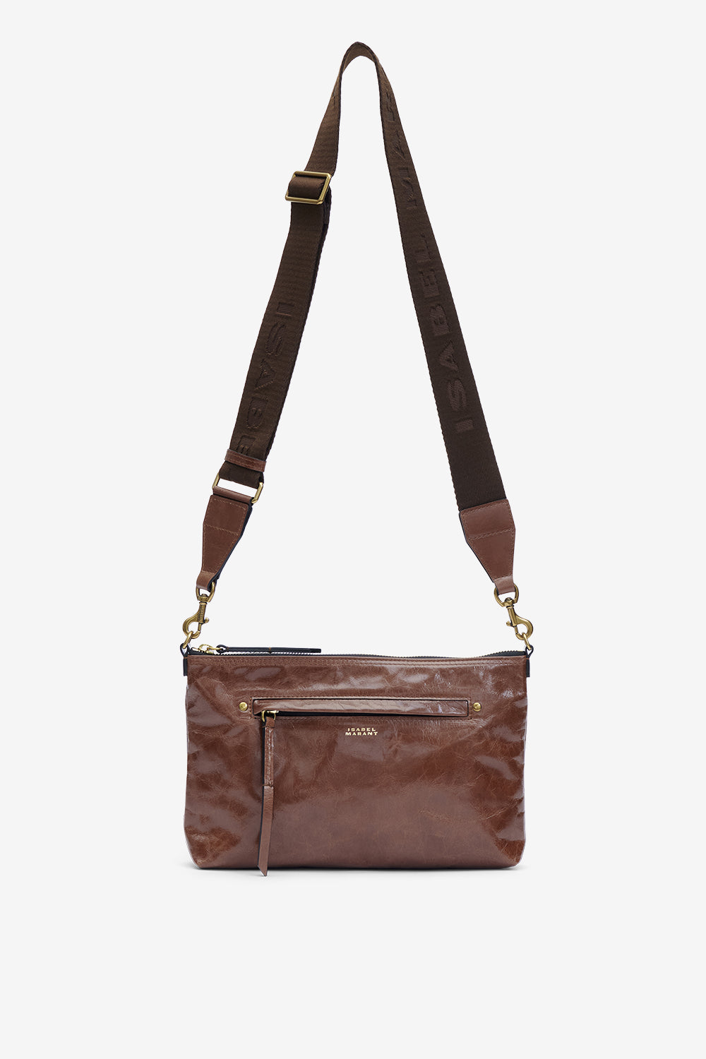 Bolso bandolera nessah de piel brillante - Chocolate - Woman - 4