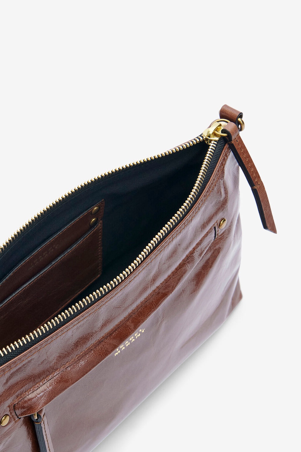 Bolso bandolera nessah de piel brillante - Chocolate - Woman - 2