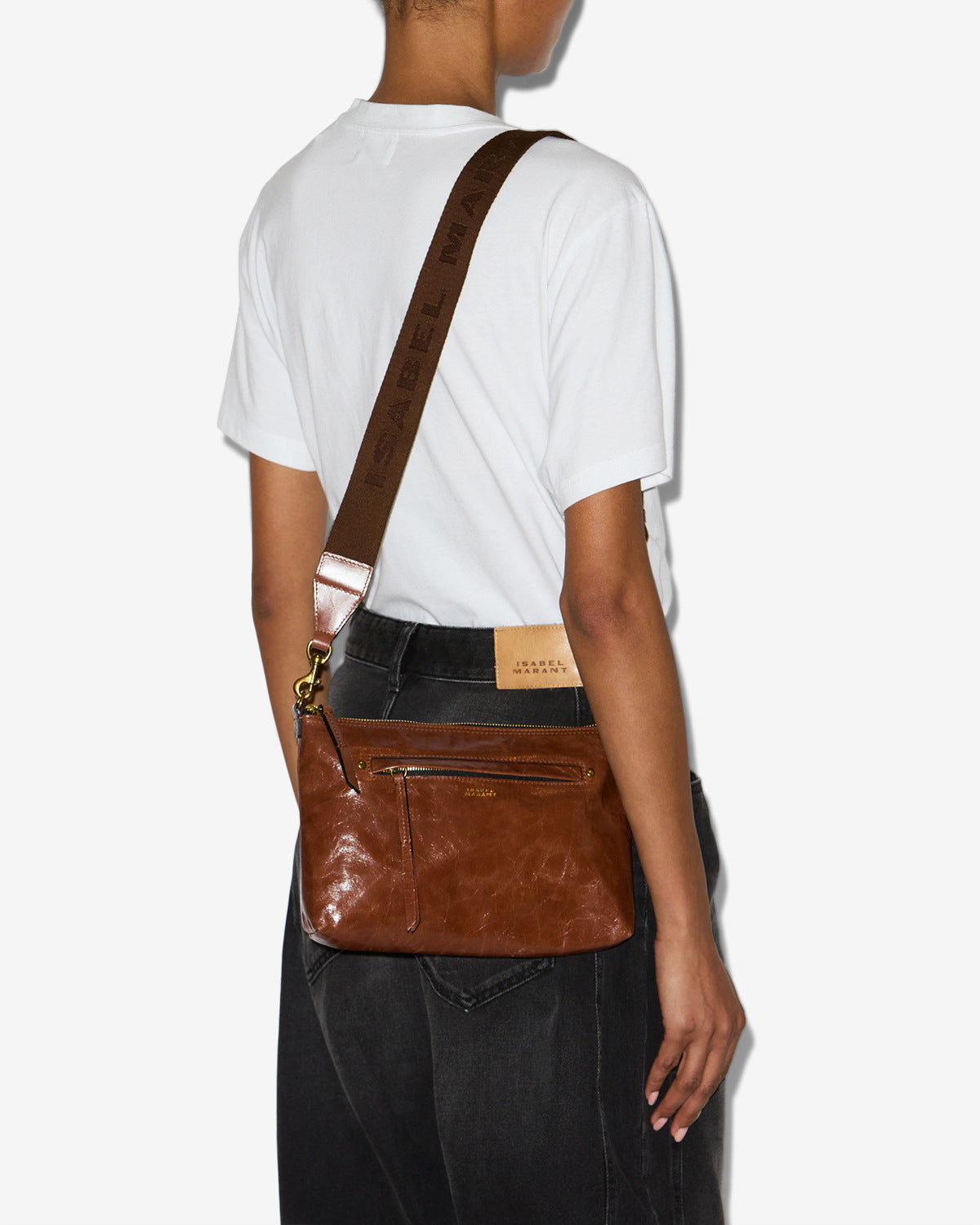 Nessah シャイニーレザー製 ショルダーバッグ - Chocolate - Woman - 3