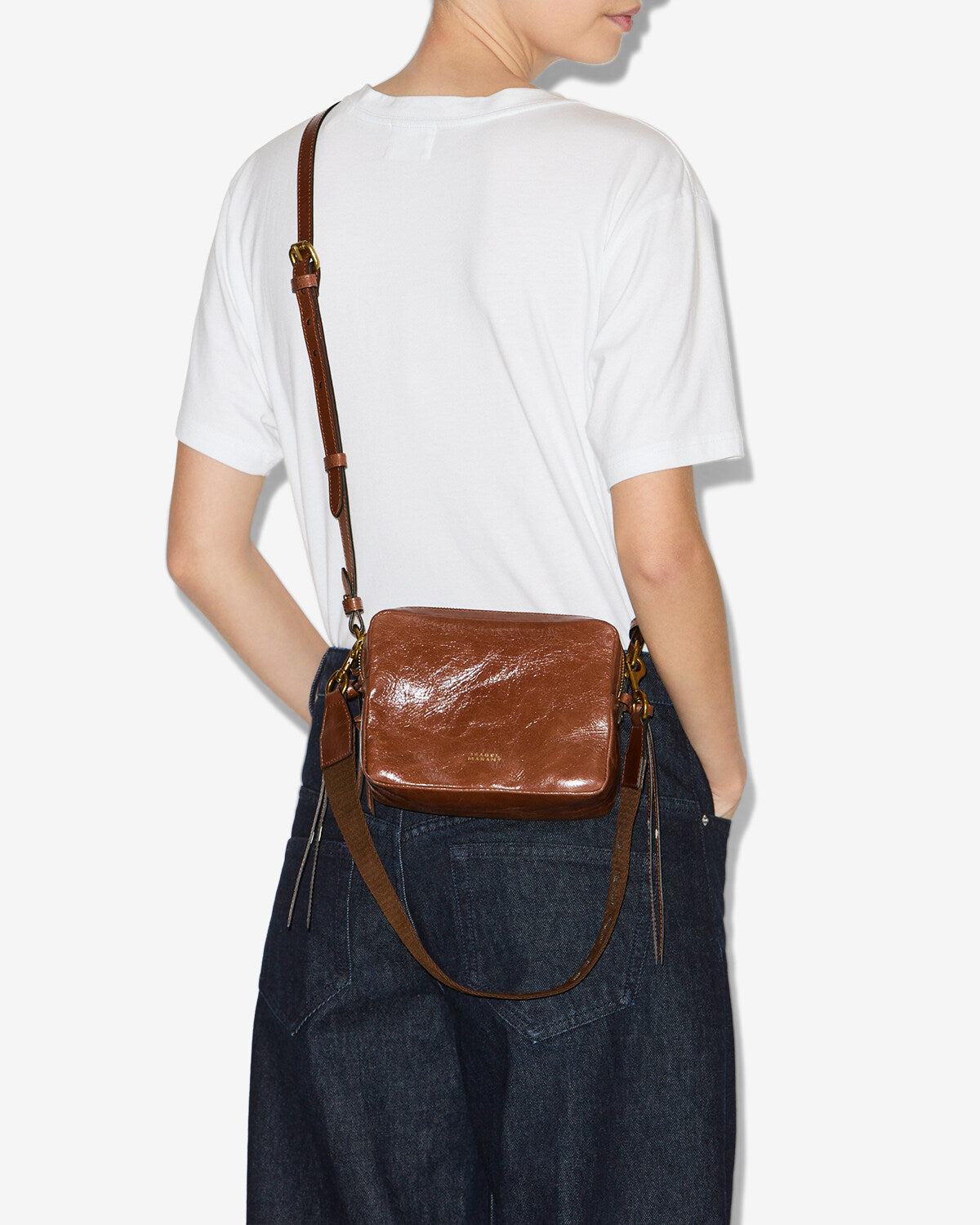 Tasche wardy aus glänzendem leder - Chocolate - Woman - 4