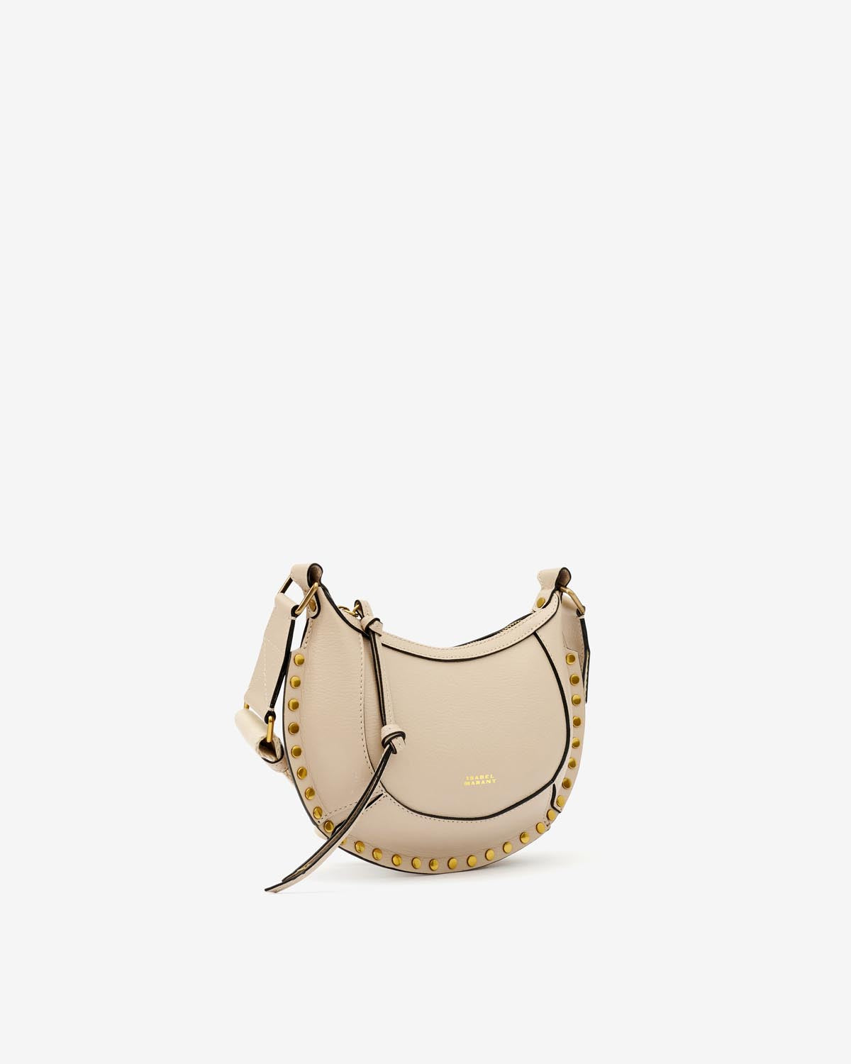 Borsa a spalla con borchie in pelle mini moon - Light beige - Woman - 5