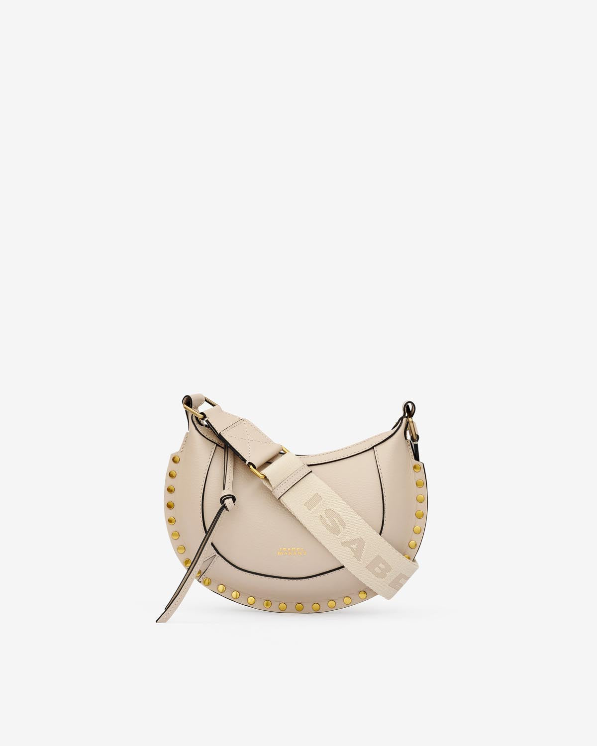 Borsa a spalla con borchie in pelle mini moon - Light beige - Woman - 1