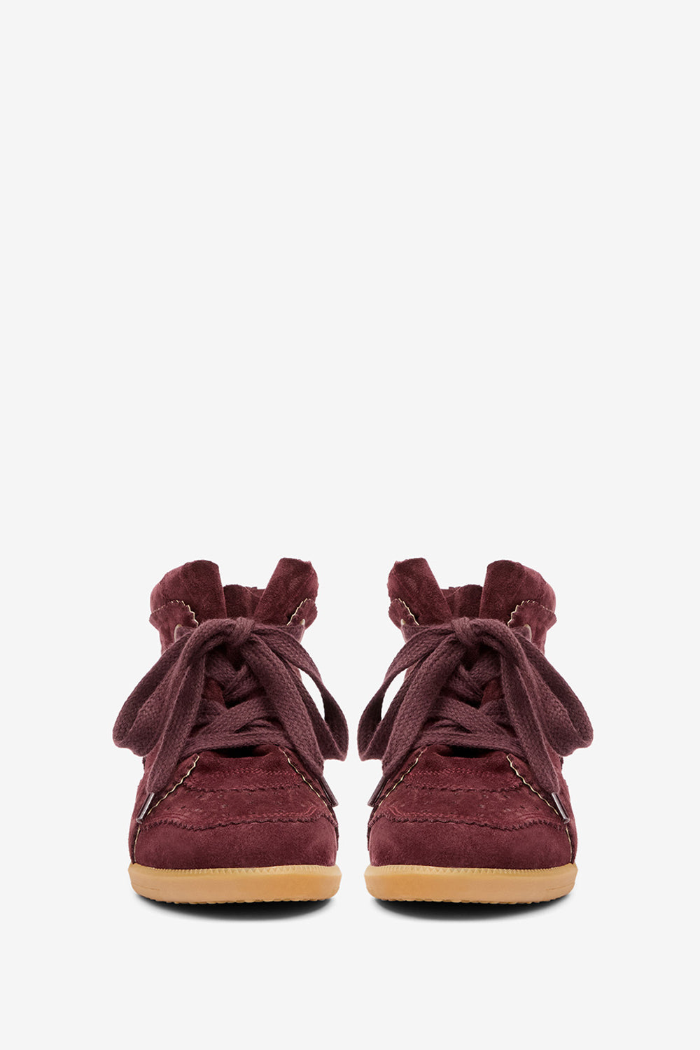Baskets compensées bobby en cuir de veau velours - Prune - Woman - 4