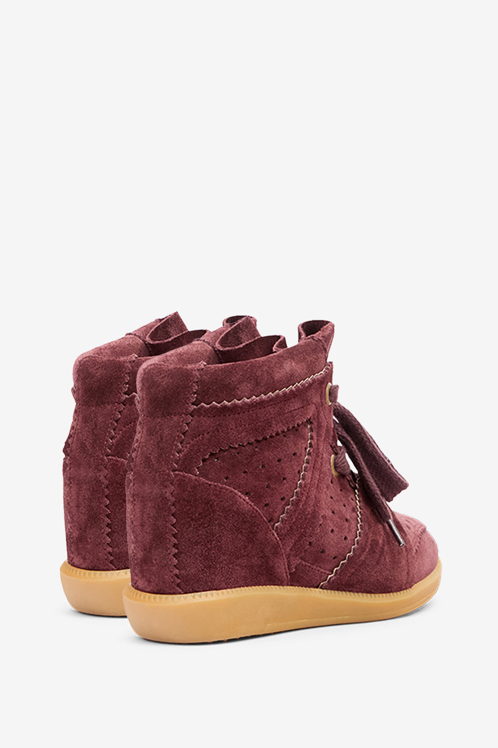 Baskets compensées bobby en cuir de veau velours - Prune - Woman - 2