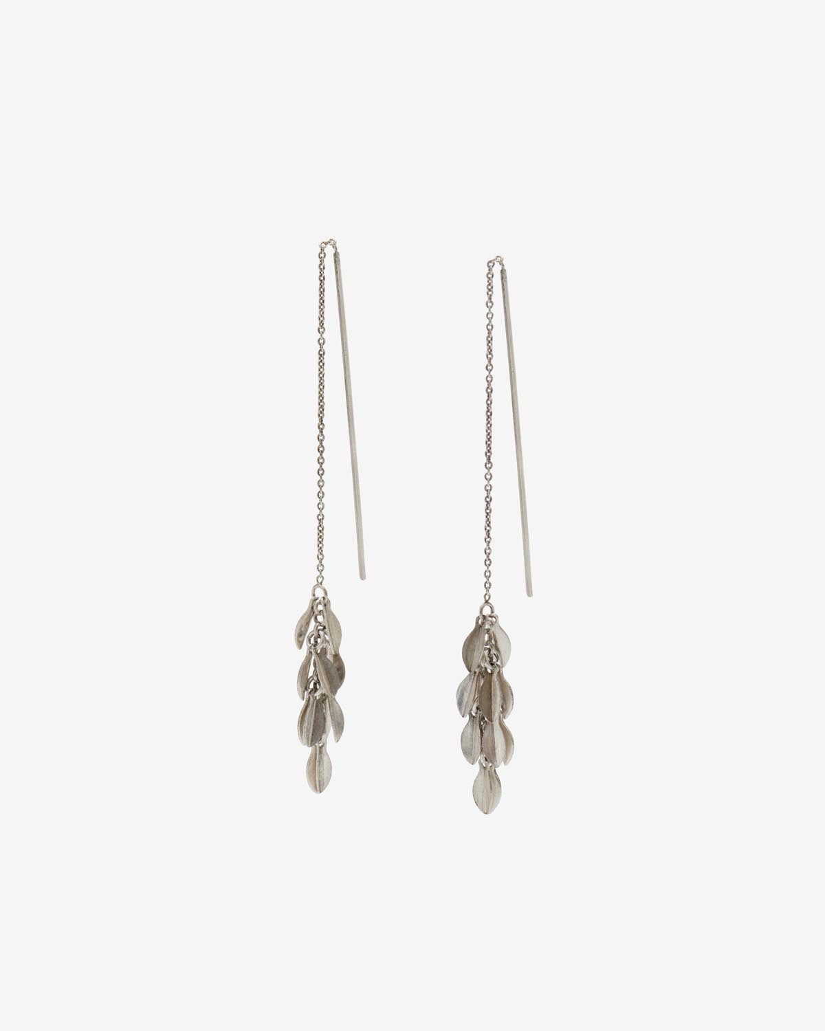 Metal shiny leaf earrings Woman 銀 2