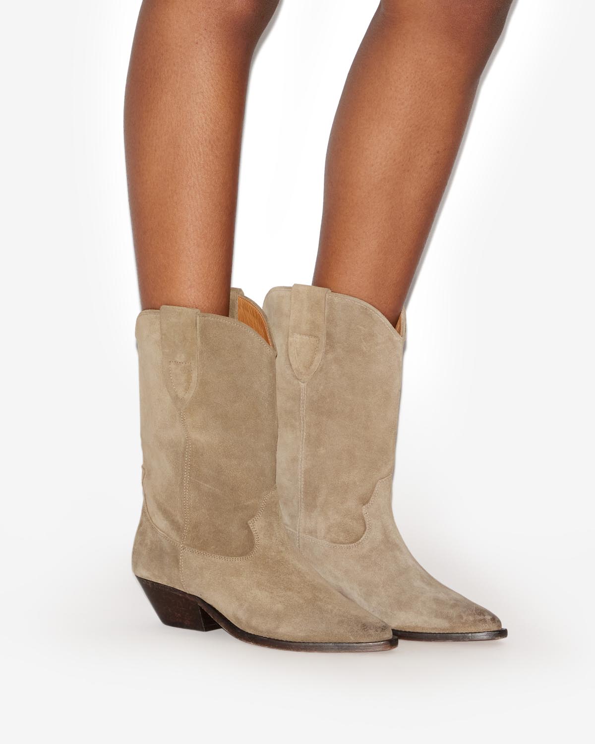 Botines tejanos de piel de ante de becerro duerto - Taupe - Woman - 5