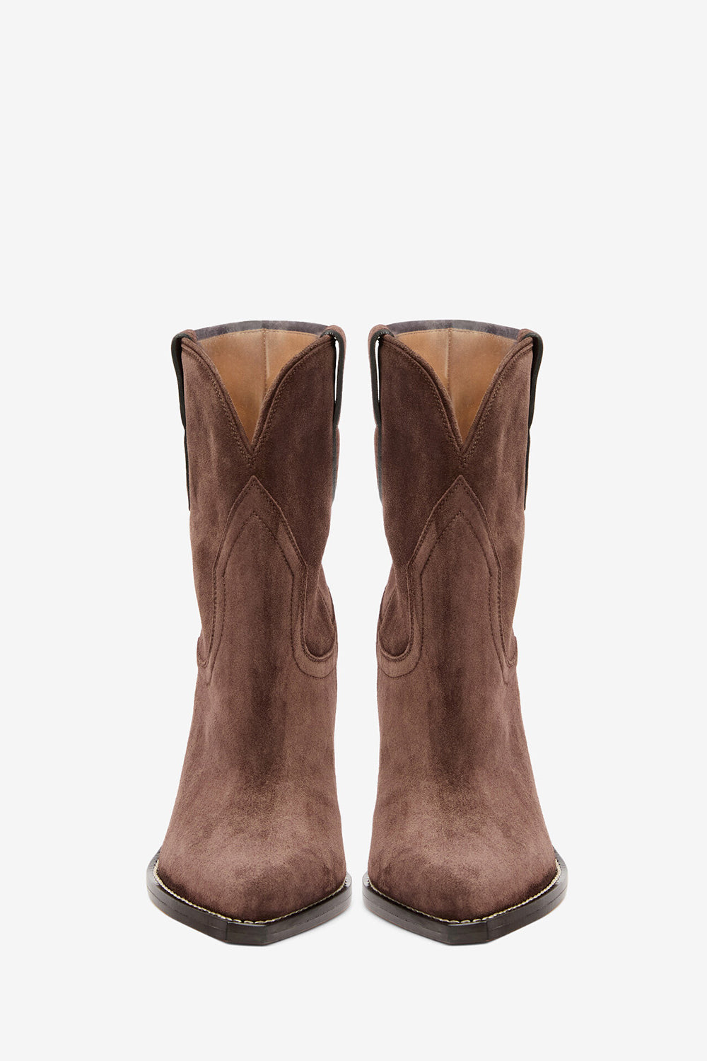 Stivali da cowboy con tacco leyane in pelle di vitello scamosciata - Chocolate - Woman - 4