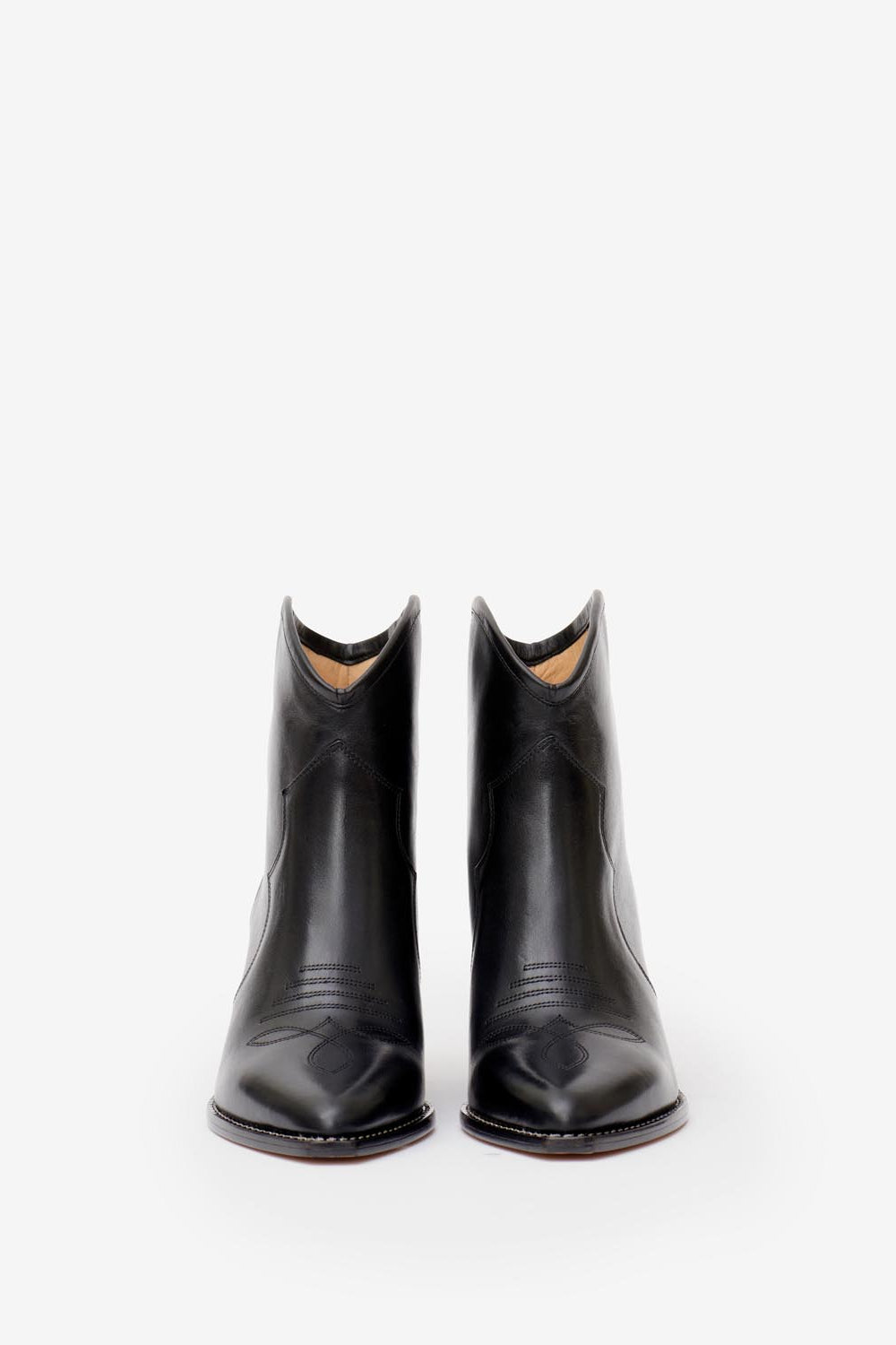 Botas tejanas bajas de cuero suave con tacón darizo - Negro - Woman - 4