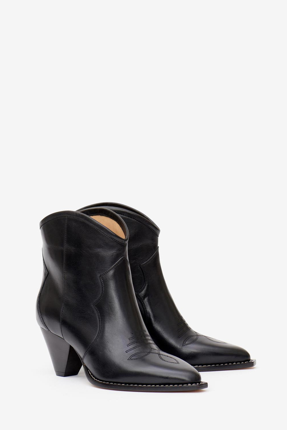 Botas tejanas bajas de cuero suave con tacón darizo - Negro - Woman - 3