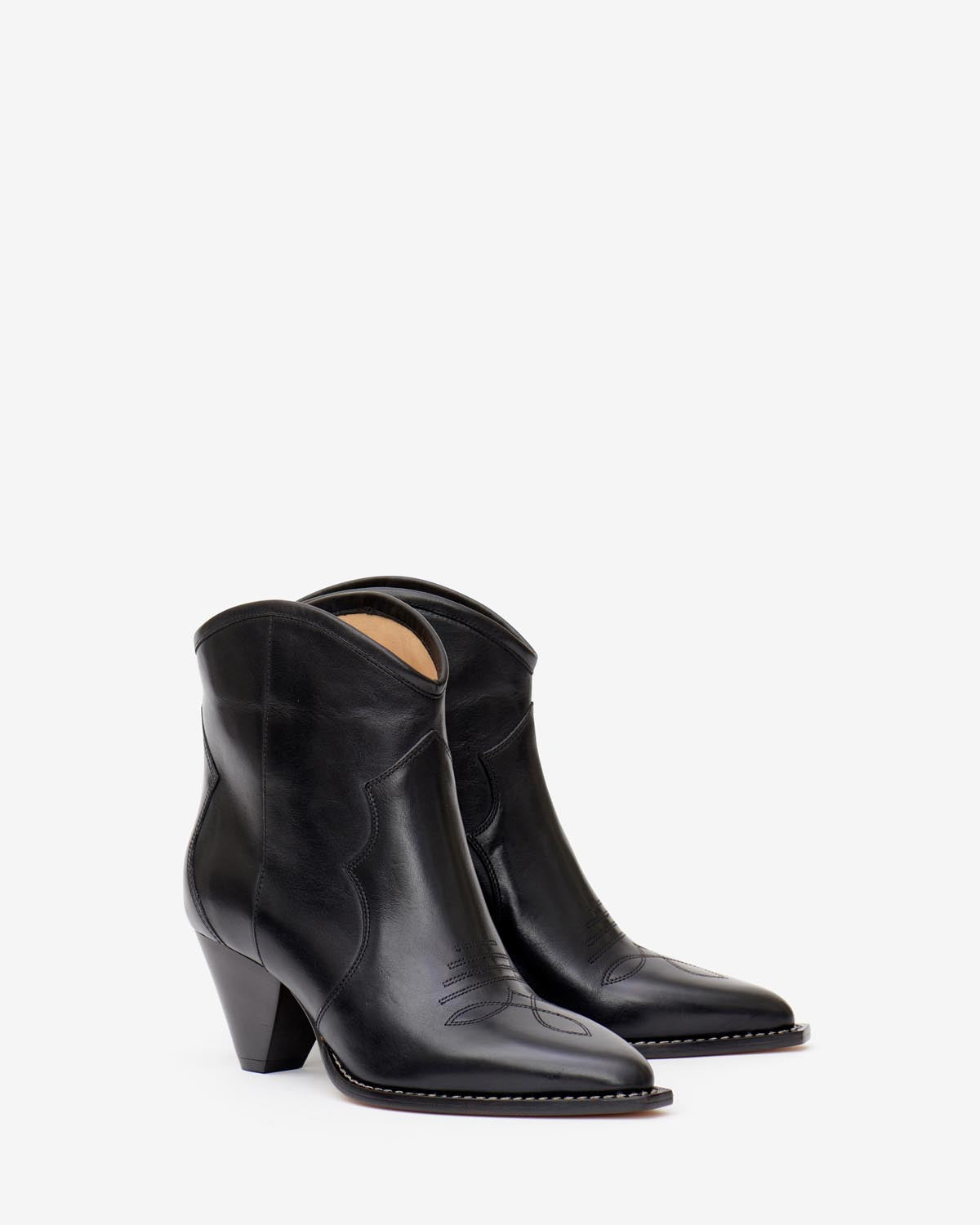 Botas tejanas bajas de cuero suave con tacón darizo - Negro - Woman - 3