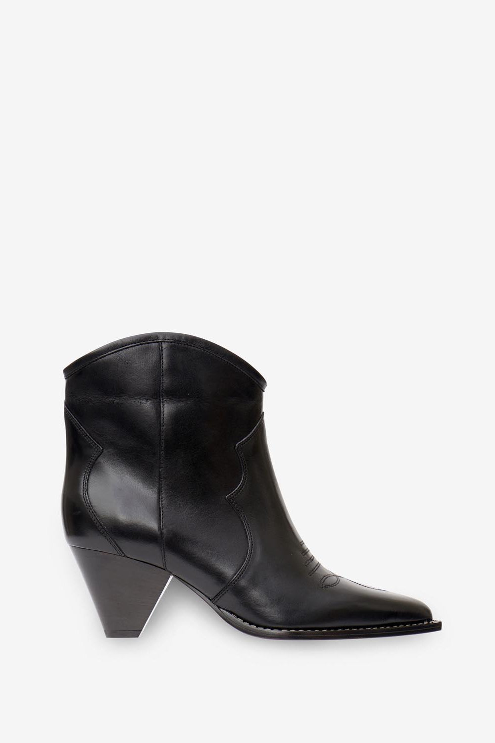 Botas tejanas bajas de cuero suave con tacón darizo - Negro - Woman - 1