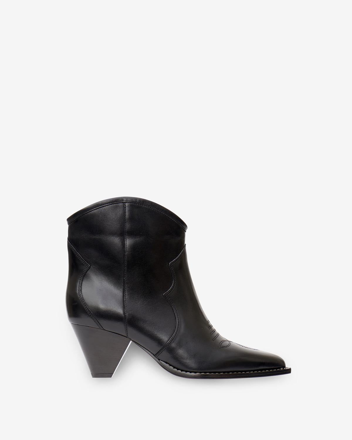 Botas tejanas bajas de cuero suave con tacón darizo - Negro - Woman - 1