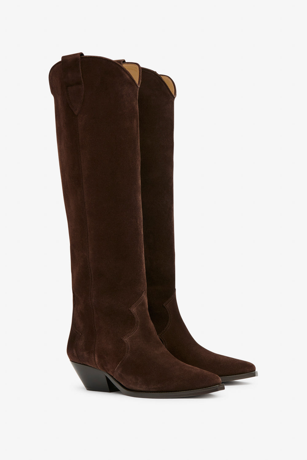 Denvee suede calfskin leather cowboy boots - Chocolate - Woman - 3