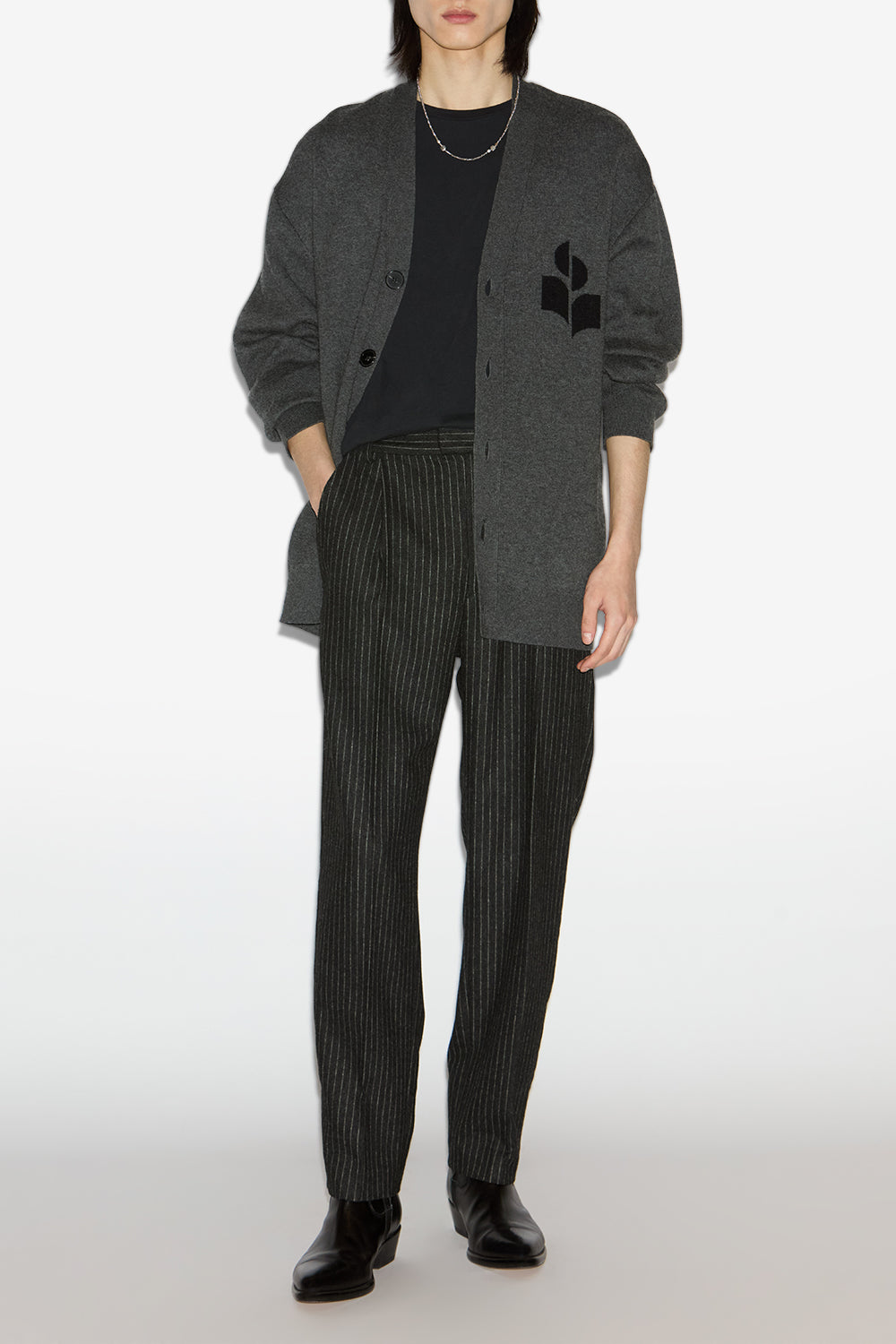 Curtis ウール＆コットン製 ロゴ入りカーディガン - Anthracite - Man - 2