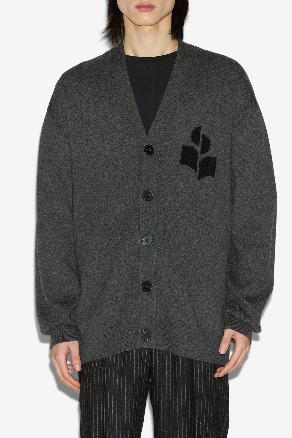 Curtis ウール＆コットン製 ロゴ入りカーディガン - Anthracite - Man - 4