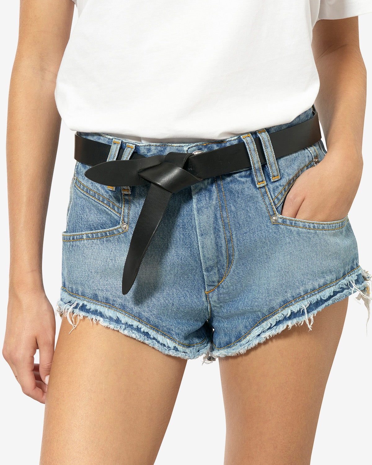 Ceinture à nouer lecce en cuir lisse - Noir et naturel - Woman - 6