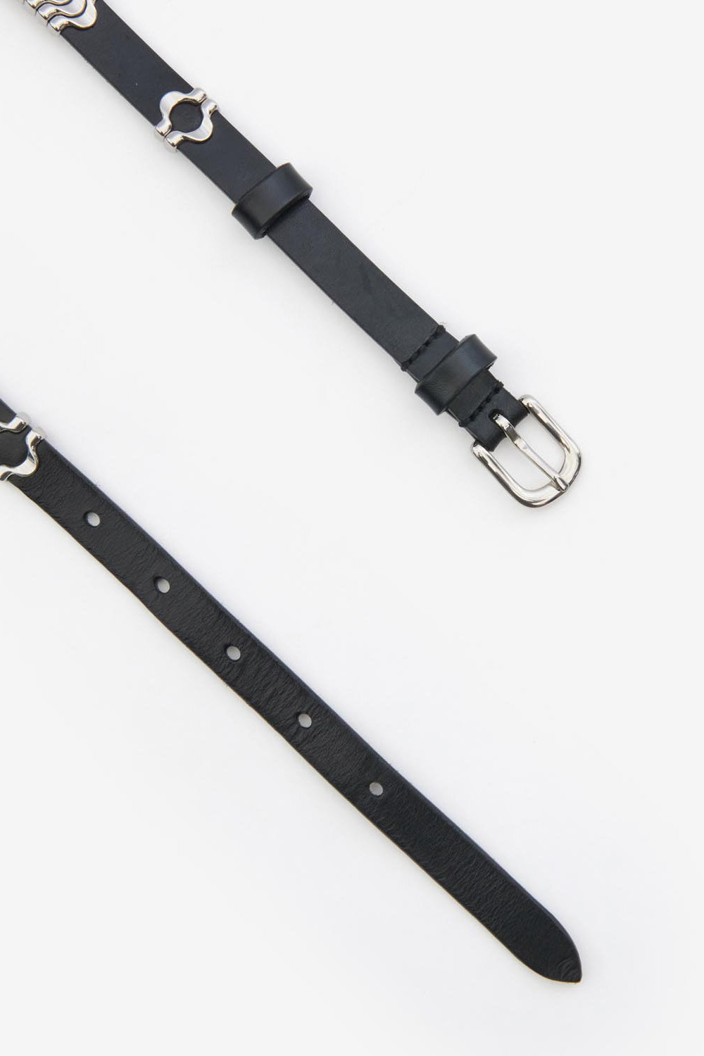 Odena calfskin leather belt - Black and silver - Woman - 3