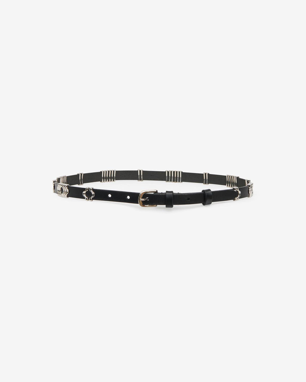 Cinturón de piel de becerro odena - Black and silver - Woman - 1