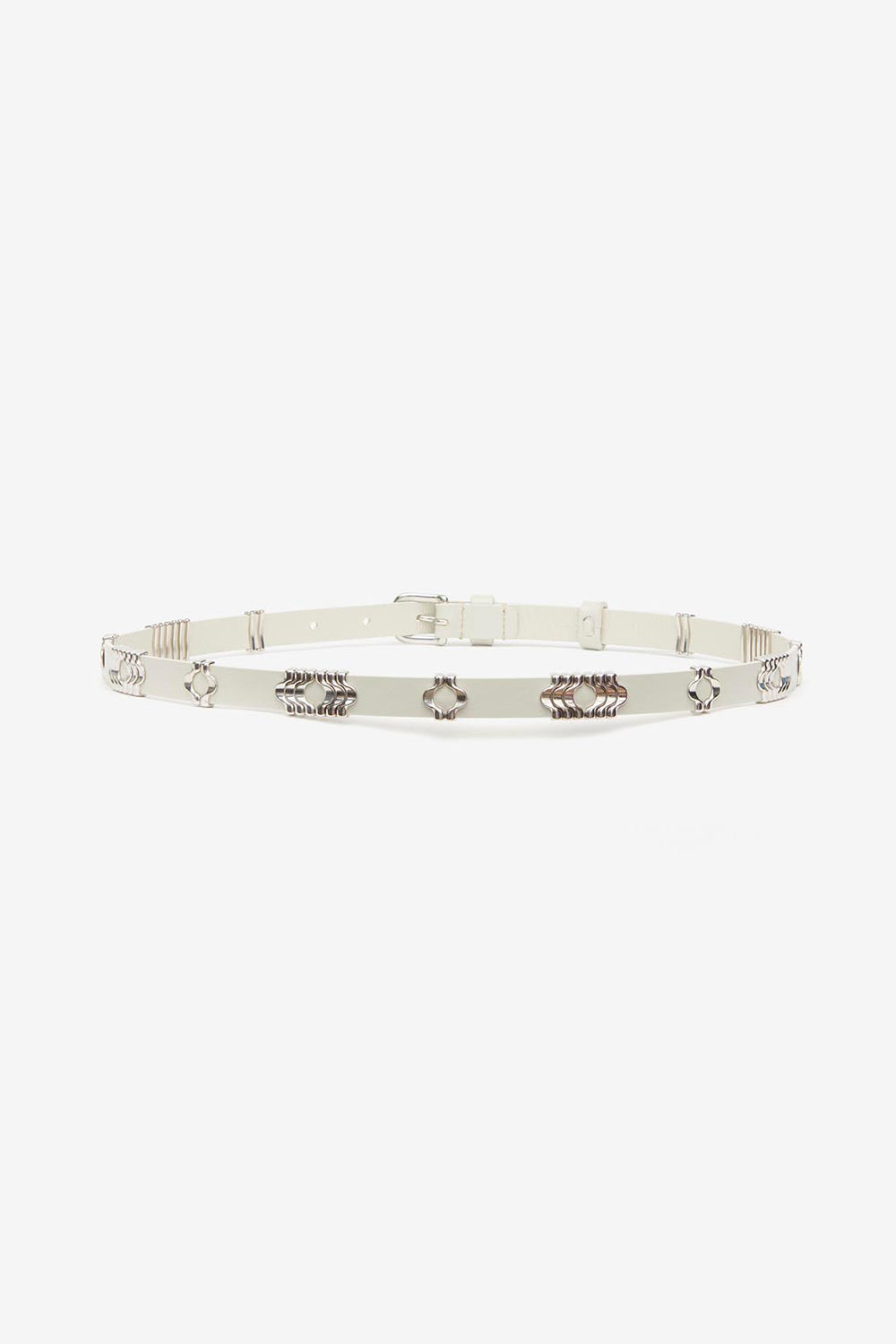 Odena calfskin leather belt - Chalk-silver - Woman - 2