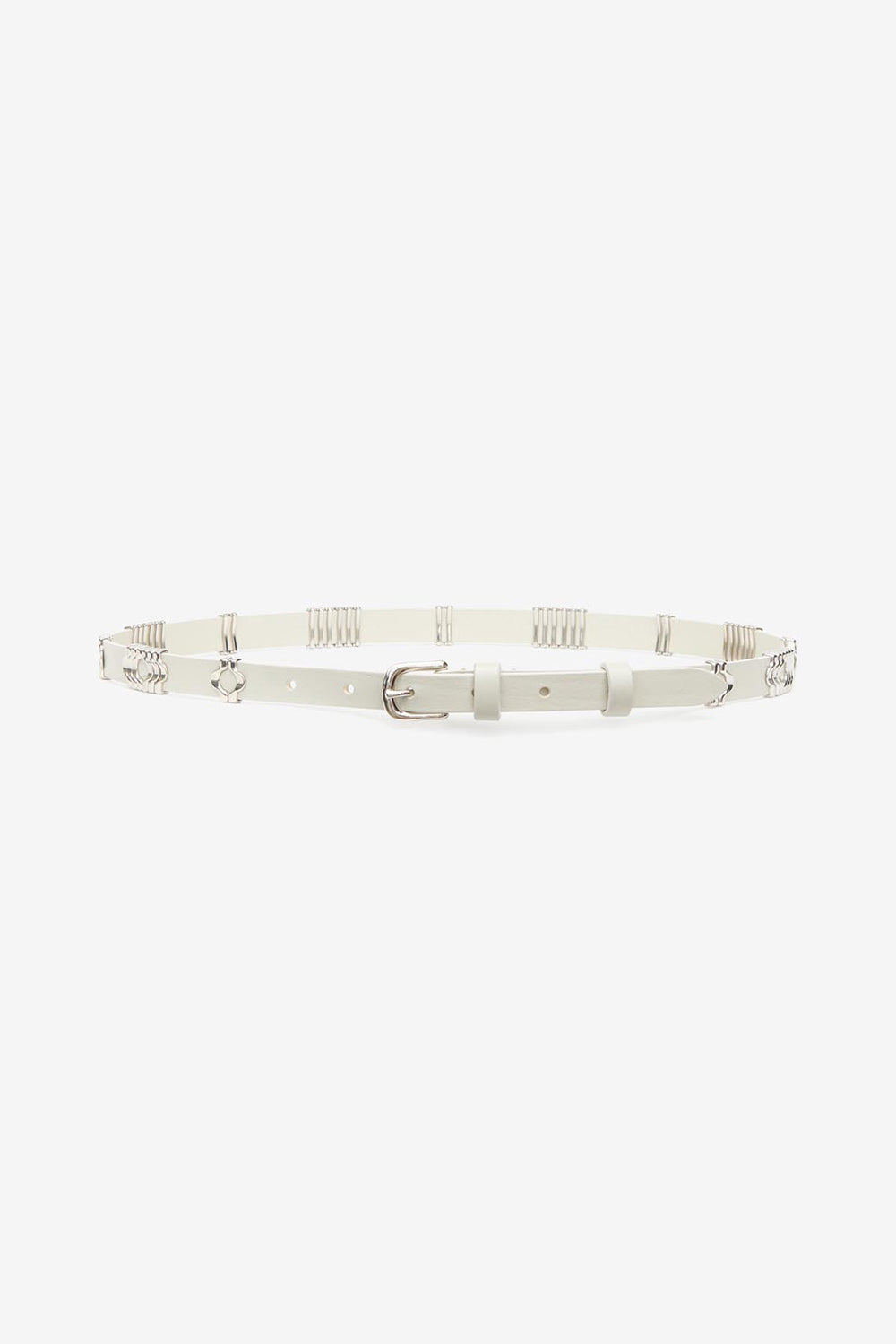 Odena calfskin leather belt - Chalk-silver - Woman - 1