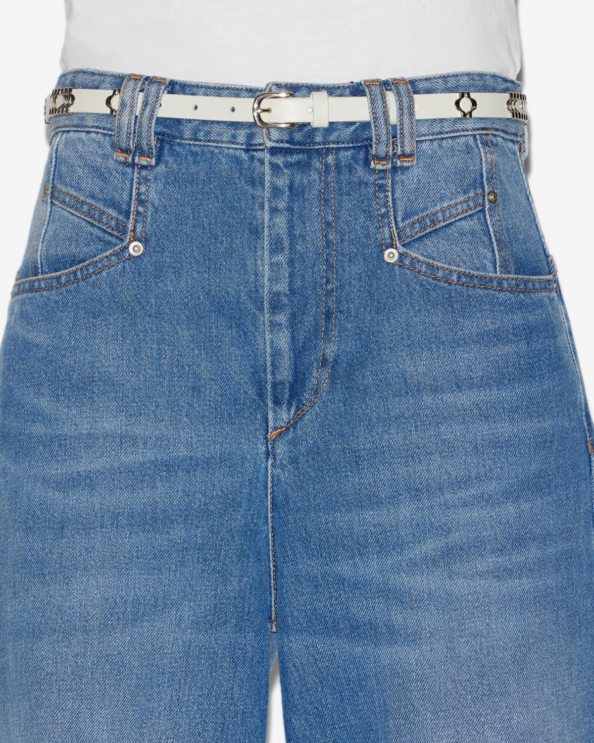 Ceinture en cuir de veau odena - Écru-argenté - Woman - 4