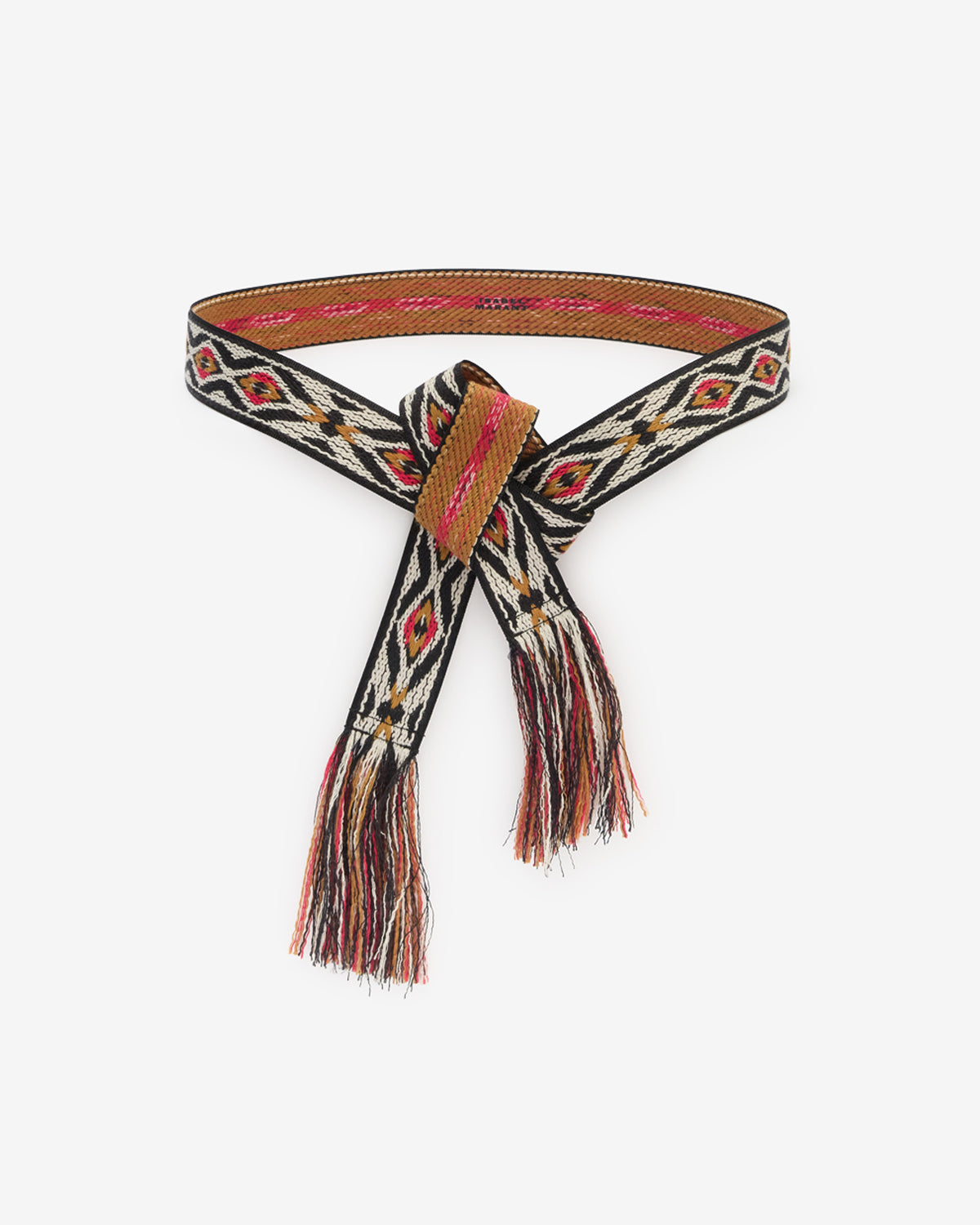 Gewebter gürtel etki mit grafischem jacquardmuster - Black and gold - Woman - 1