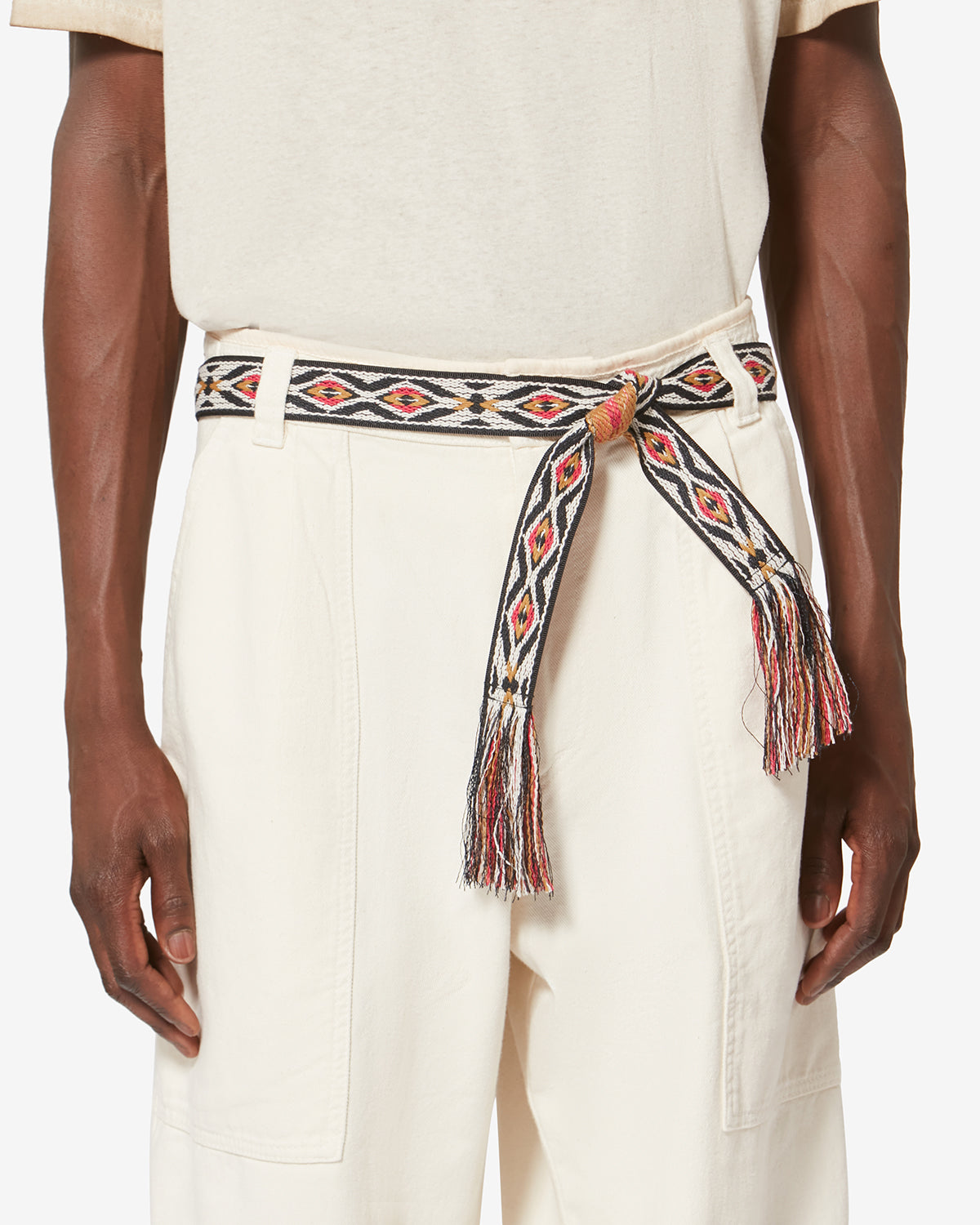 Gewebter gürtel etki mit grafischem jacquardmuster - Black and gold - Woman - 5