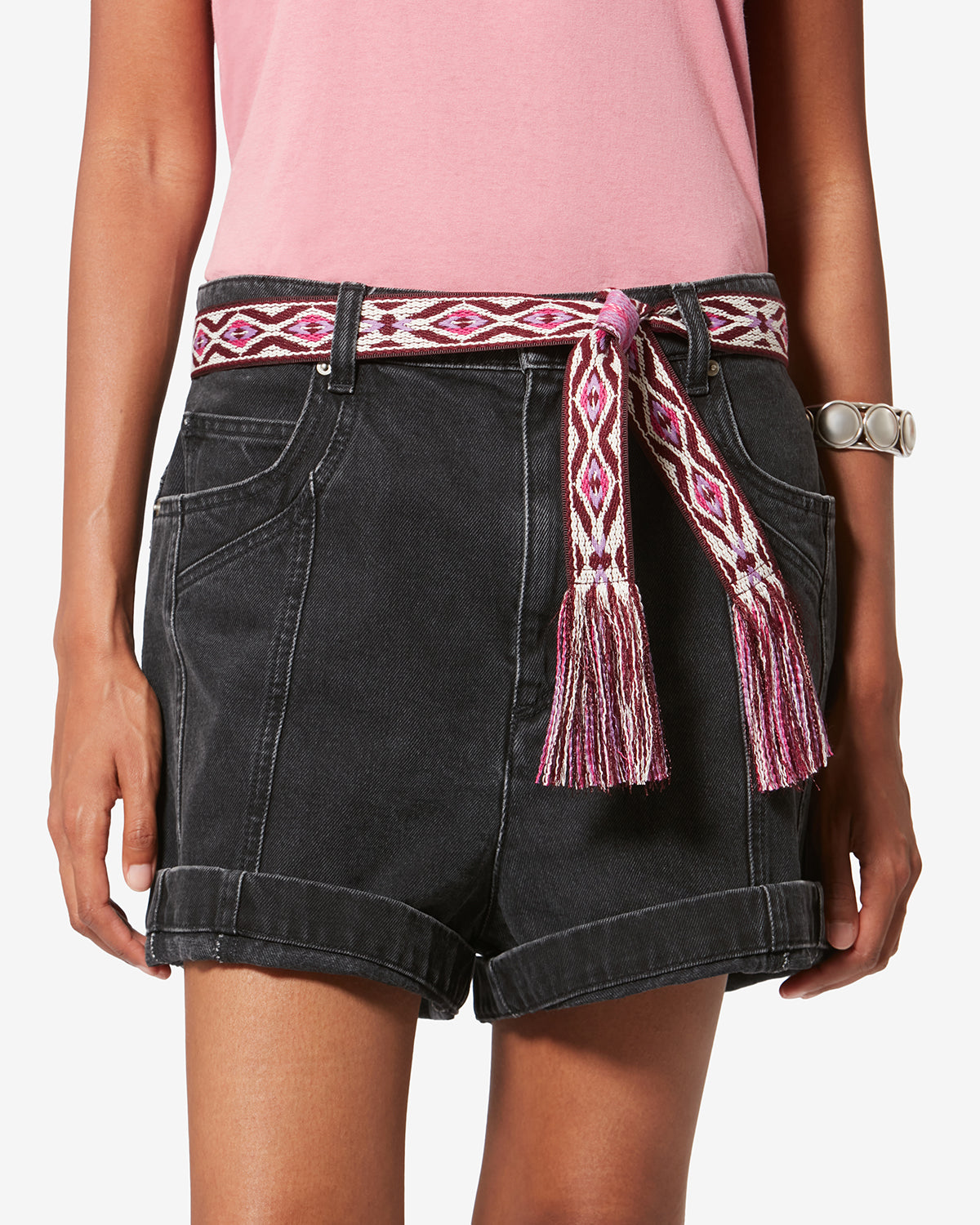 Fascia etki tessuta in jacquard grafico - Pink-beige - Woman - 4