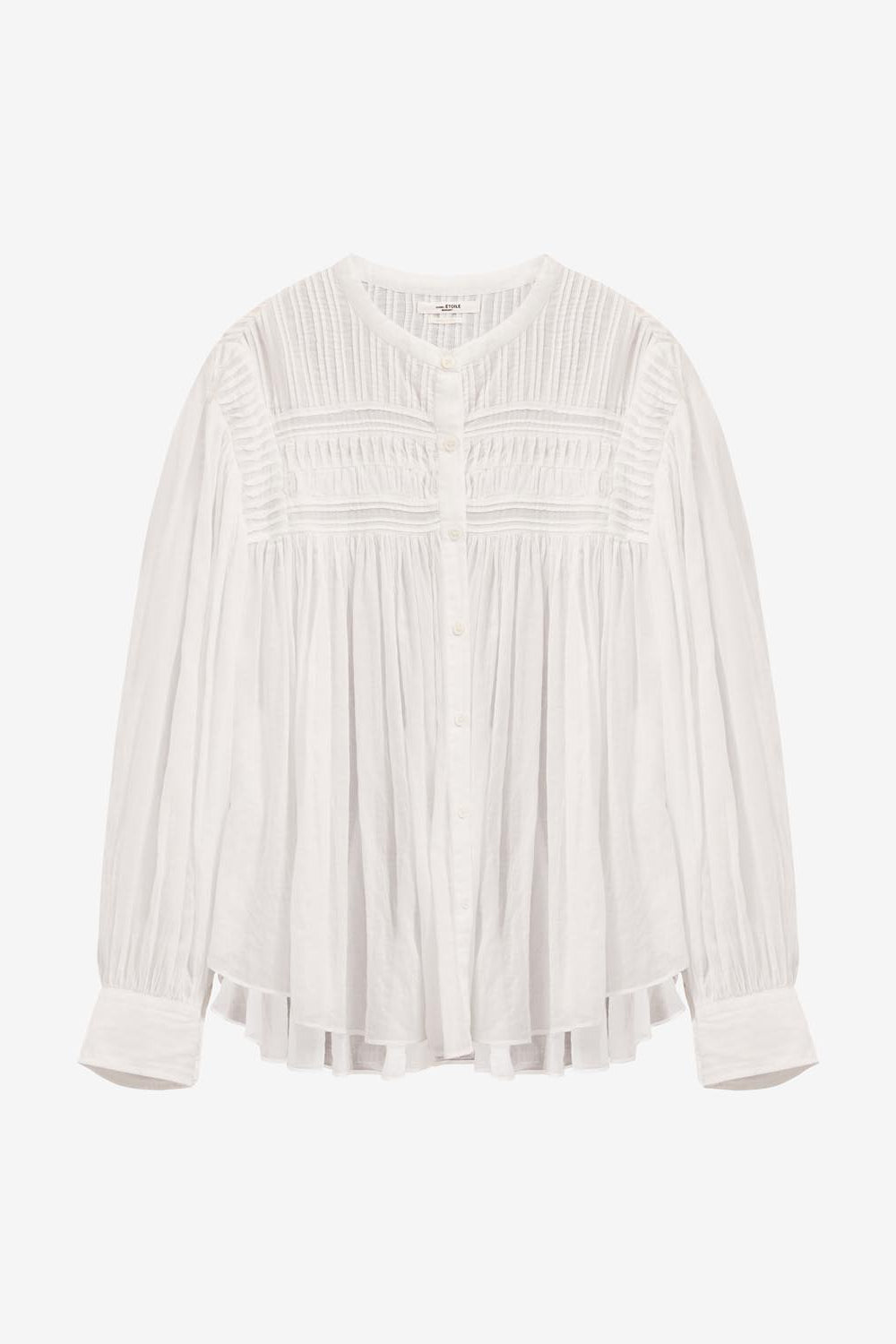 Plalia blouse in gathered plain-colored cotton voile - White - Woman - 1