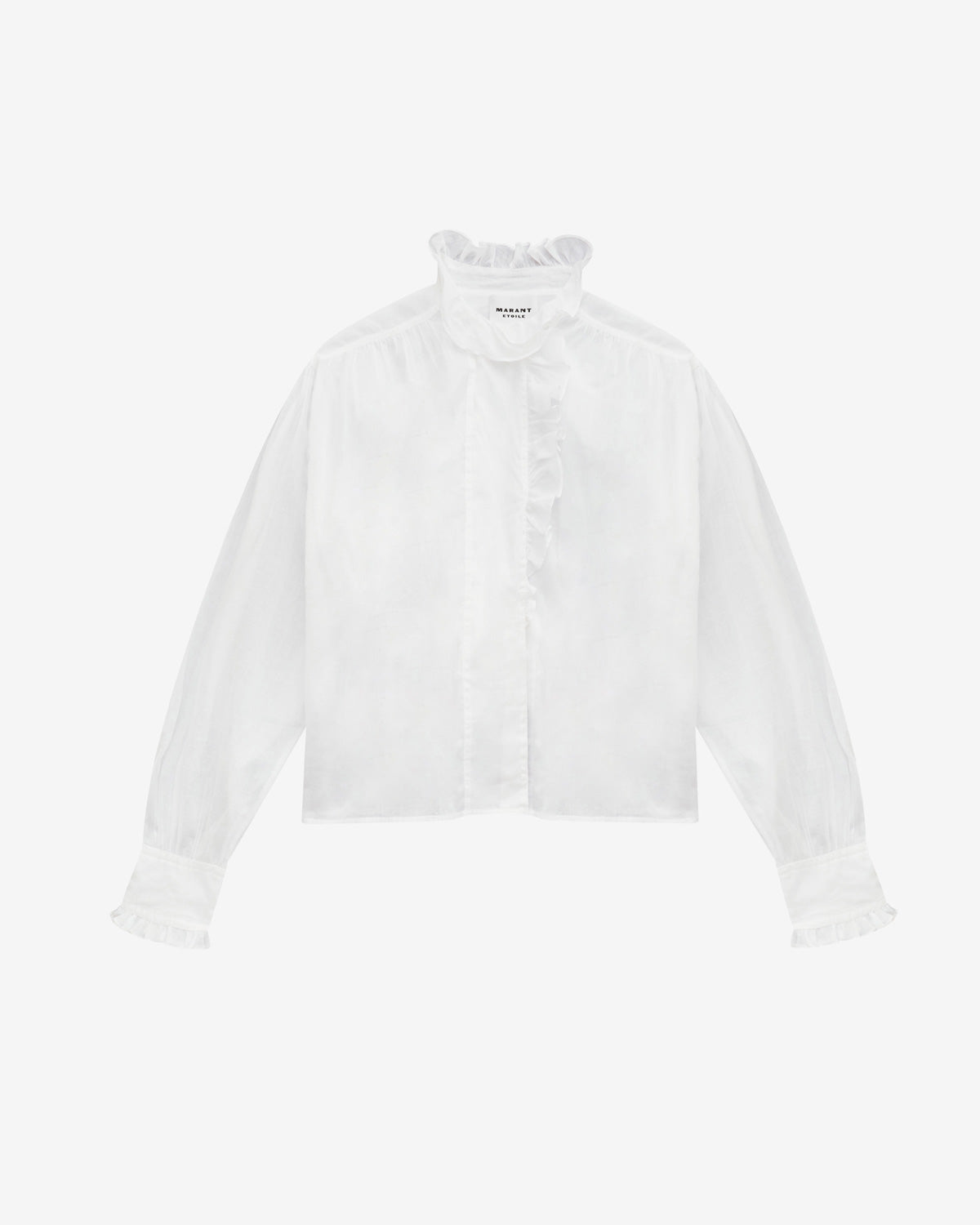 Pamiala frilly blouse in plain-colored cotton voile - White - Woman - 5