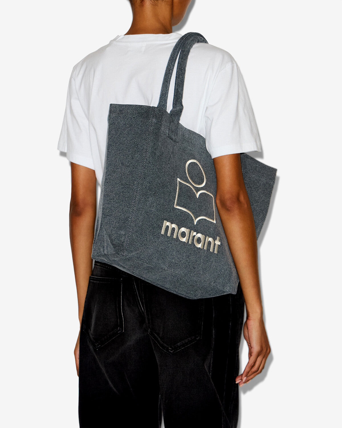 Small yenky faded cotton bag with logo - Black - Woman - 3