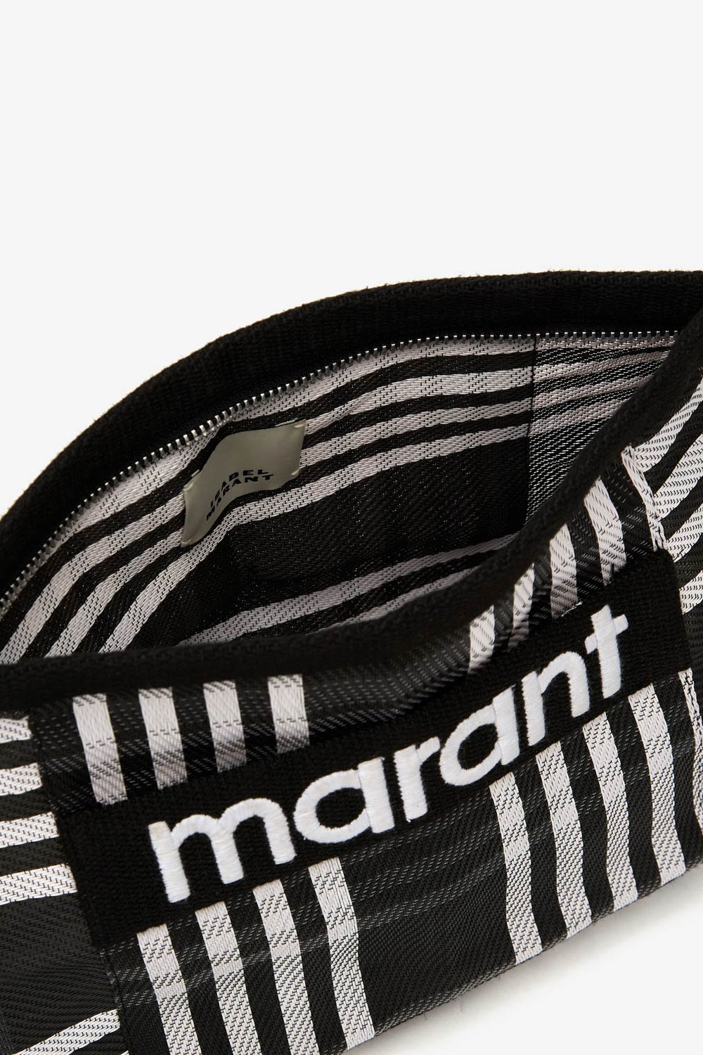 Sac pochette en nylon rayé powden - Noir-blanc - Woman - 3