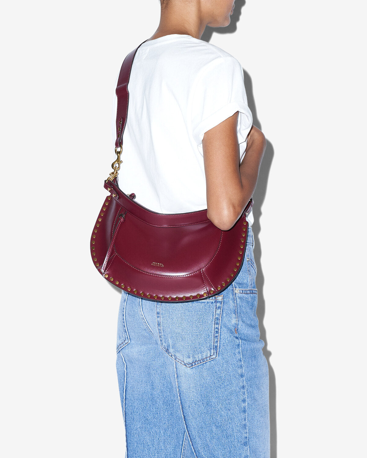 Borsa in pelle naoko con borchie - Bordeaux - Woman - 7