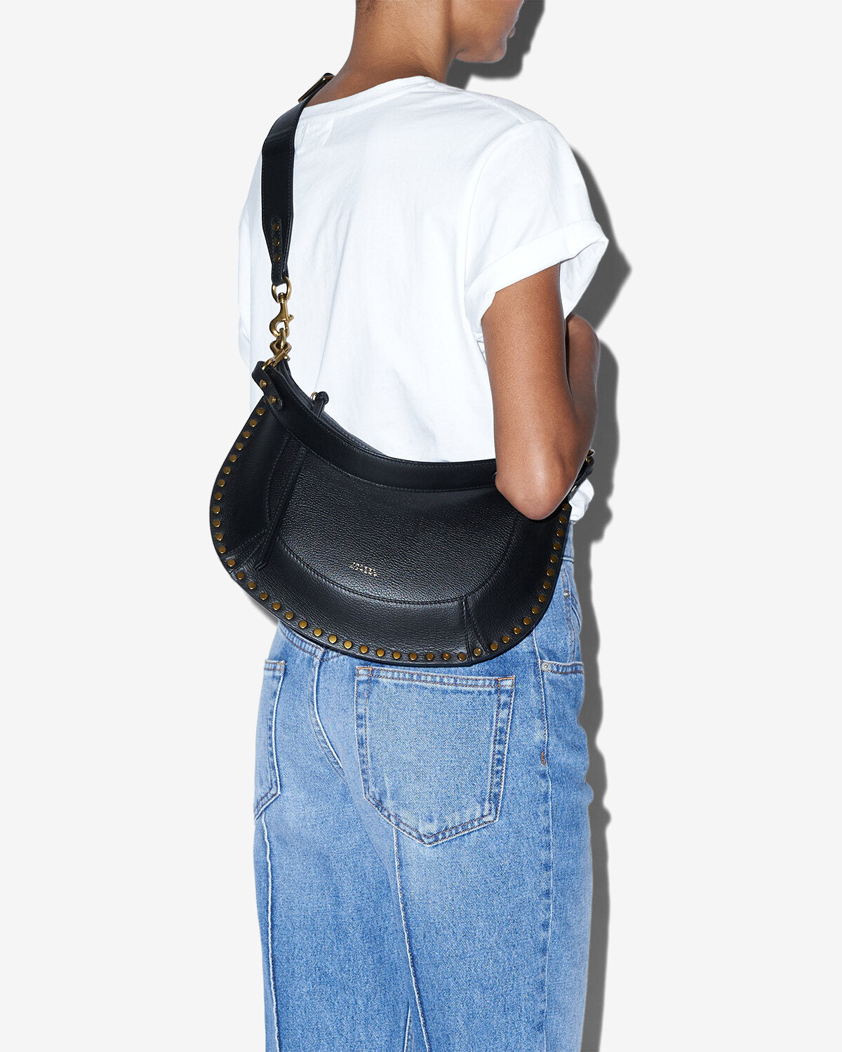 Genarbte ledertasche mit nieten naoko - Schwarz - Woman - 7